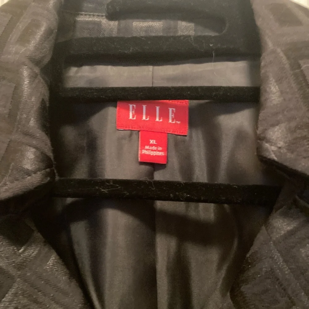 Black Elle Waist-Length Jacket With Belt, Size XL - Picture 4 of 4